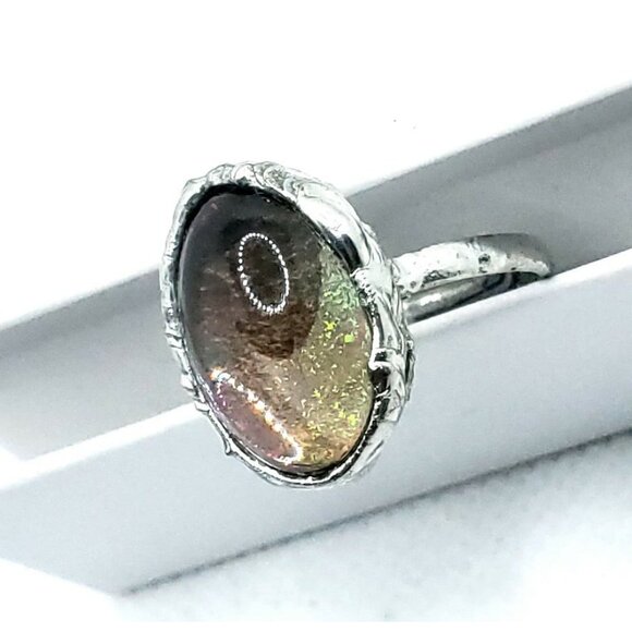 Rainbow orb Ring handmade adjustable Gothic metalwork - Picture 9 of 12